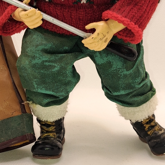 Vintage Golfing Santa Claus Christmas Figure With Sweater Golf Bag 9.5" Tall - Picture 5 of 5
